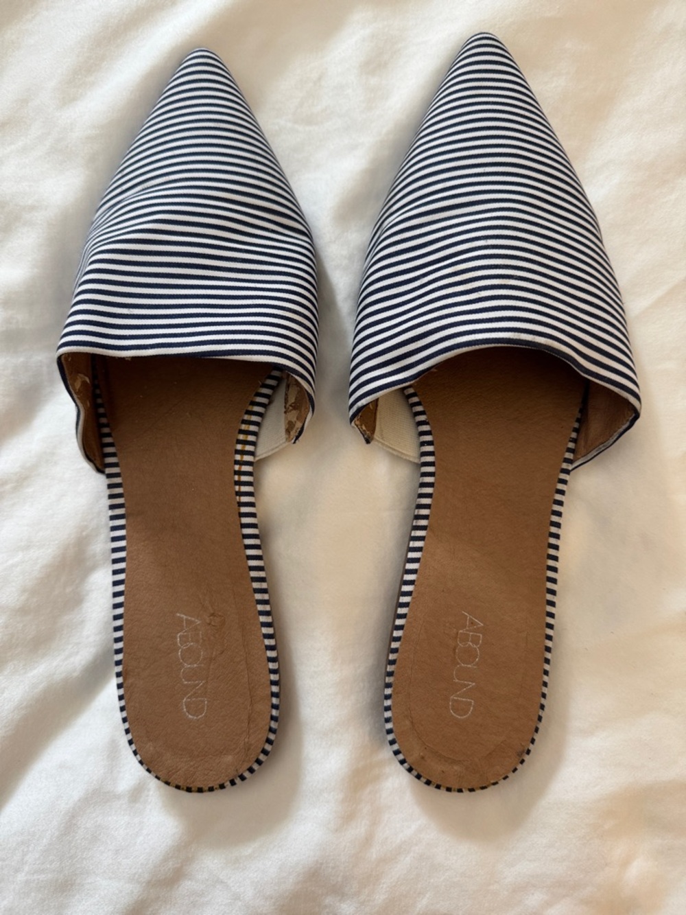 Abound Navy & White Striped Pointed D'Orsay Mules